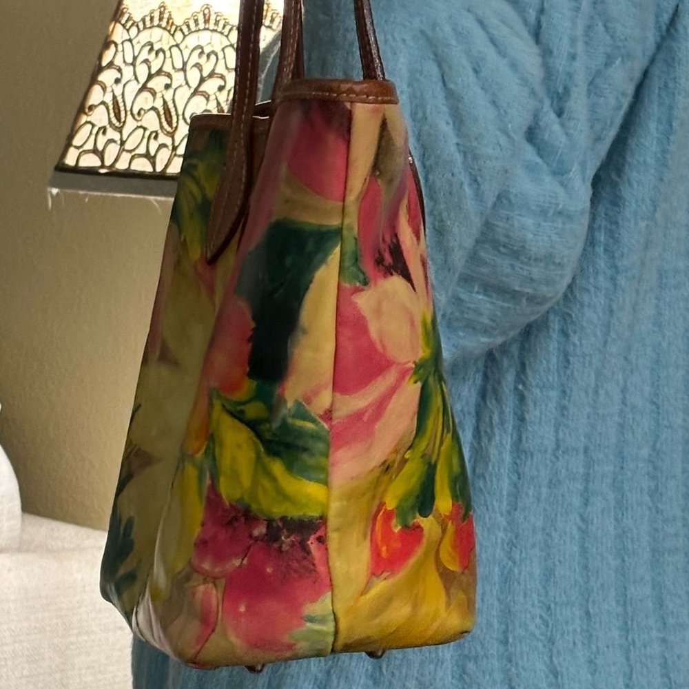 MAURIZIO TAIUTI Genuine Leather
 Floral Watercolor Tote Bag
Made in Italy - Picture 6 of 10